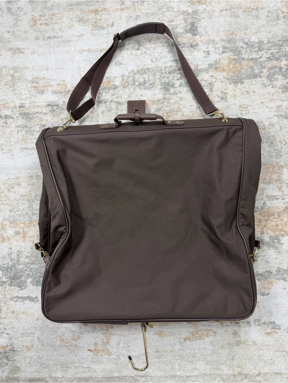 Vintage Jaguar Garment Folding Bag Travel Suit Carrier Brown & Brass 80s 90s